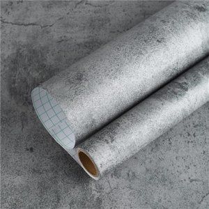 Concrete Wallpaper Roll Peel Grey Contact Paper Vinyl, Dark Gray, 354 x24 Inch